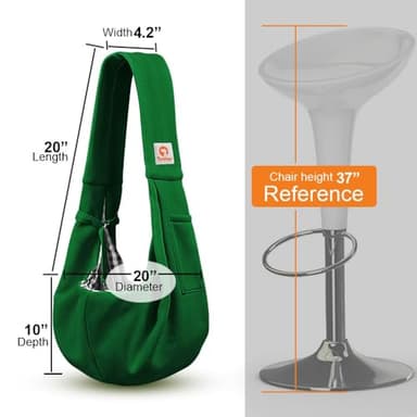 Tomkas Small Dog Sling Carrier - Classic Pocket & Classic Strap - for 3-10 lbs Pets(Emerald Green) - Image 6