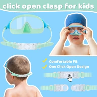 Vvinca 2 Pcs Kids-Swim-Goggles with Nose Cover, Swimming Diving Mask Wide View Anti Fog UV Anti Shattered Lens for Kids 3-5 - Image 8
