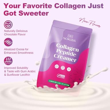 Nokuba Collagen Protein Coffee Creamer Powder, Marine Collagen Peptides with Coconut Mct Oil for Hair Skin & Nails Support, Non Dairy, Sugar Free, Keto Friendly, Chocolate Flavor, 500g (20 Servings) - Image 9