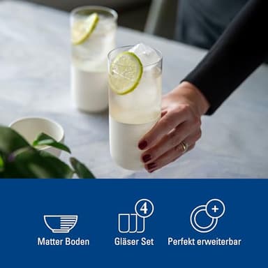 Villeroy & Boch - Manufacture Rock Blanc Long Drink Tumbler Set, 4 pcs. Set of Drinking Glasses for Cocktails and Mocktails, 14.5 oz, Crystal Glass, Matte White Slate Look - Image 4