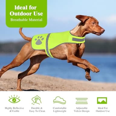 Candofly Reflective Dog Vest, High Visibility Safety Pet Hunting Vest Lightweight Dog Jacket for Night Walking Camping (Neon Green, Small) - Image 2