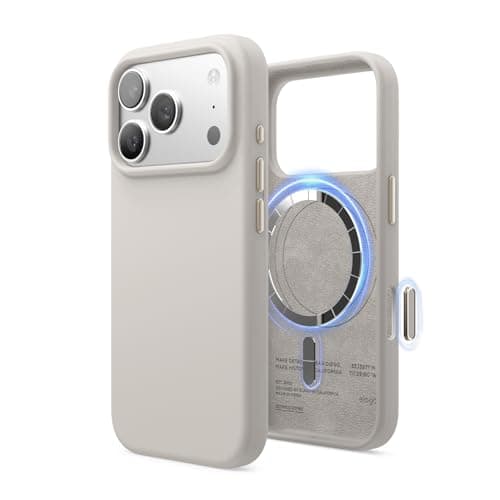 elago for iPhone 17 Pro Case, Premium Magnetic Silicone Case, Compatible with MagSafe, Liquid Silicone Material, Protective Cover, Shockproof, Slim Phone, 6.3 inch (Stone) - Image 1
