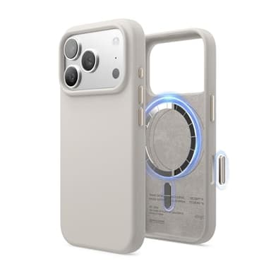 elago for iPhone 17 Pro Case, Premium Magnetic Silicone Case, Compatible with MagSafe, Liquid Silicone Material, Protective Cover, Shockproof, Slim Phone, 6.3 inch (Stone) - Image 1