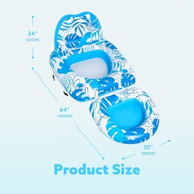SLOOSH Pool Floats Lounger Adult, Pool Chair Lounge Convertible 2-in-1 Floating Water Floaty with Cup Holders Backrest Recliner for Pool Party - Image 7