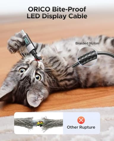 ORICO 100W USB-C Cable with LED Display, 2-Pack 6.6ft Nylon Braided PD Fast Charging for iPhone 16/15 Series, MacBook, iPad Pro/Air, Galaxy S23/S22 - Image 5