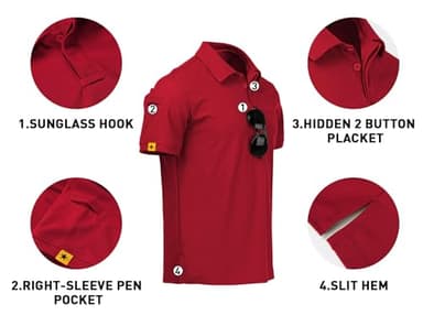 V VALANCH Red Polo Shirts for Men Short Sleeve Moisture Wicking Golf Polo Sport Athletic Collared Shirt - Image 4
