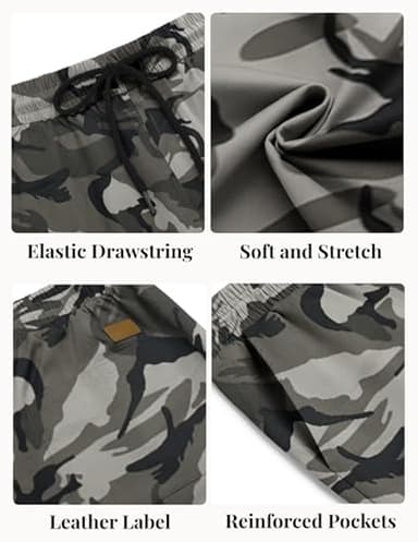 COOFANDY Mens Camo Shorts Casual Summer Beach Shorts Lightweight Camouflage Flat Front Shorts - Image 5