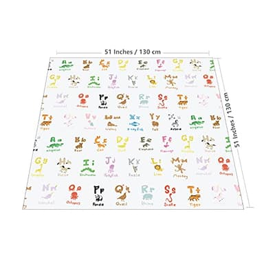WOMUMON 51" Splat Mat for Under High Chair/Arts/Crafts, Baby Washable Spill Mat Waterproof Anti-Slip Floor Splash Mat, Portable Play Mat and Table Cloth - Image 3