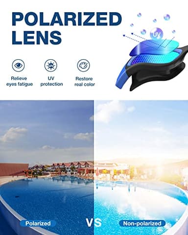 ZIONOR Swim Goggles, Upgraded G1 Polarized Swimming Goggles UV Protection Anti-fog Adjustable Strap for Men Women Adult Indoor or Outdoor (Polarized Mirror Blue Lens) - Image 2