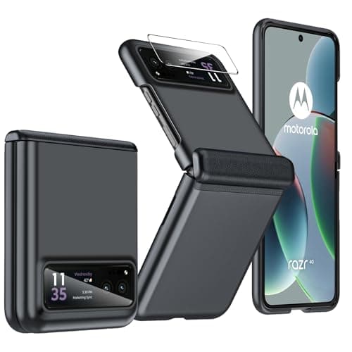 BSNRM for Motorola Razr 2023 Case Full Body Cover & Magnetic Hinge Protection & Ultra Thin Matte PC Shockproof Phone Cover Smartphone Case for Moto Razr 2023 (Black) - Image 1
