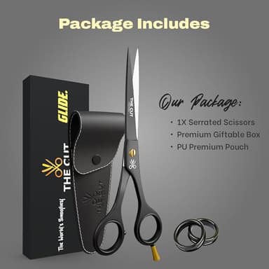 The Cut Factory® 6.5” Matte Black Luxury Hair Scissors – Ultra-Sharp High Carbon Steel Barber Shears for Men, Women & Kids – Gift-Boxed with Leather Pouch – Precision Cutting for Salon & Home - Image 9