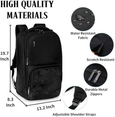 Camouflage Business Backpack for Men, Tech-Savvy Laptop Backpack with USB Charging Port and Ergonomic Design, 40L Water Resistant Anti Theft Travel Work College Backpack Fits 17.3 Inch Notebook - Image 7