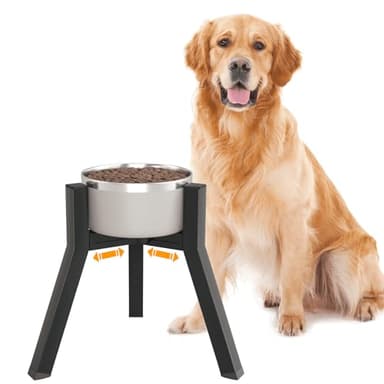 TIDANT Dog Bowl Stand for Medium Large Dogs, Adjustable Width Elevated Dog Bowls 7-10.6", Raised Dog Food Water Bowls, 11 inch Tall Single Holder, Black,Bowl Not Included - Image 1