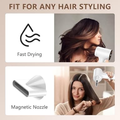 Hair Dryer,Plasma Hair Dryers for Women & Men - 110,000 RPM Professional High-Speed Blow Dryer with 400 Million Plasma, Magnetic Nozzle, HD Display & Cool/Hot Air Modes | Fast Drying & Thermo-Control - Image 5