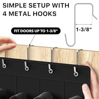Simple Houseware 24 Pockets - Crystal Clear Over The Door Hanging Shoe Organizer, Black (64'' x 19'') - Image 4