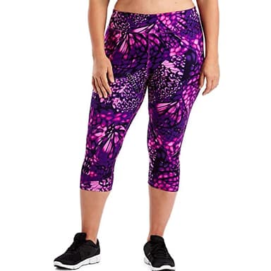 Just My Size Women's Plus Size Active Stretch Capri, Wingspan Plum Dream, 2X - Image 1