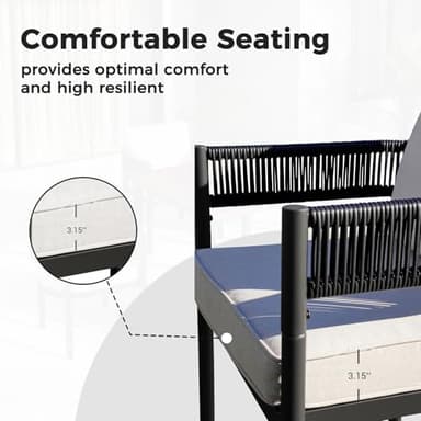 Grand patio Outdoor Dining Chairs Set of 4, 4 Pieces Patio Dining Chairs, Metal Woven Wicker Fixed Patio Chairs with Grey Cushions for Backyard, Deck, Garden, Porch, Lawn and Poolside (Black) - Image 7