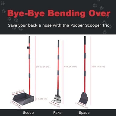 Pawler Pooper Scooper for Large Dogs, Small Dogs and Horses, Metal Poop Scooper Set with Long Handle Rake, Spade and Tray for Yard, Grass, Dirt or Gravel, Heavy Duty Aluminum Poop Picker Upper - Image 4