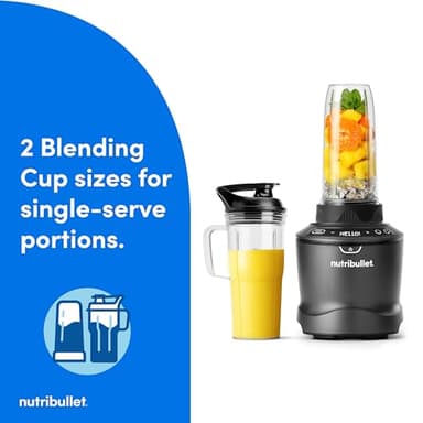 nutribullet® SmartSense Blender Combo, 1400W, 64oz Pitcher, 32oz & 24oz Cups, 5-Speed, Smoothies, Ice and Frozen Fruit, Nut Milk, Soup, Gunmetal Gray, NBF50700 - Image 8