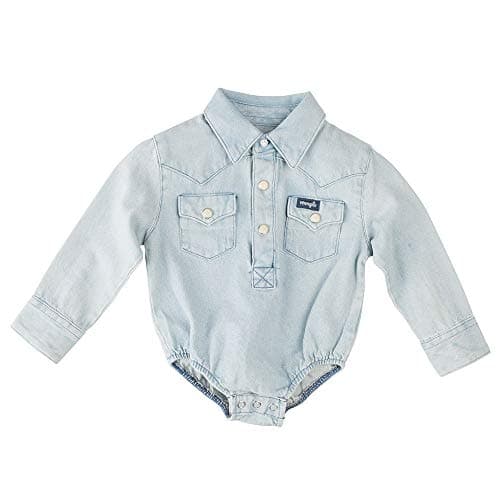 Wranglerbaby-boysWestern Long Sleeve Denim Bodysuit - Image 1