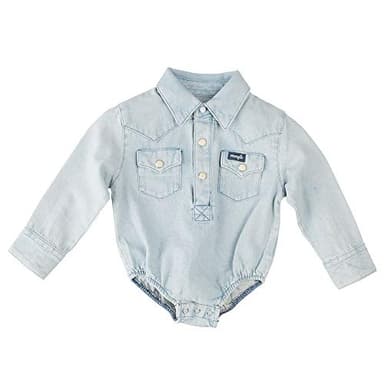 Wranglerbaby-boysWestern Long Sleeve Denim Bodysuit - Image 1