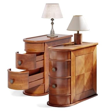 LITTLE TREE End Table Set of 2, No Assembly Required Wood End Table with 2 Drawers, Sofa Side Table for Living Room, Vintage Slim Nightstand Bedside Table for Bedroom - Image 1