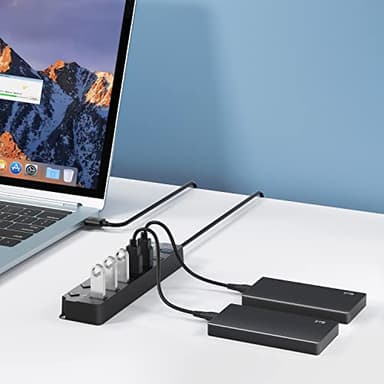 ONFINIO USB Hub 3.0, 7-Port USB Hub Splitter with Individual On/Off Switches and Lights, 3.2ft/1m Long Cable Compatible with MacBook, Laptop, Surface Pro, PS4, PC, Flash Drive, Mobile HDD - Image 6