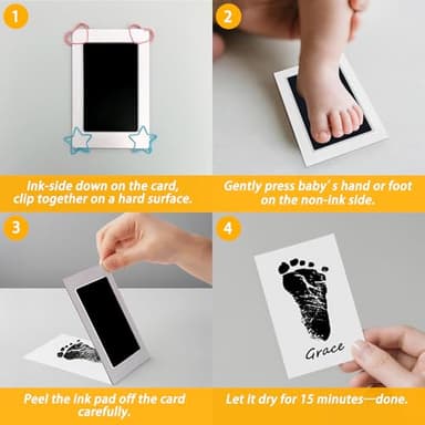4-Pack Baby Inkless Hand and Footprint Kit Paw Nose Print Kit for Dogs Cats Pets Clean Touch Ink Pad for Baby Pets Newborn Keepsake Mess-Free Ink Pad - Image 6