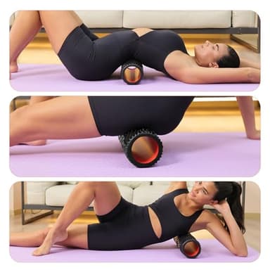 CINDALOG Foam Roller, 15" High Density Foam Back Roller, Wave Textured Massage Roller for Deep Muscle Massage Pilates Yoga,Fitness Exercise Roller for Whole Body Release(Black) - Image 6