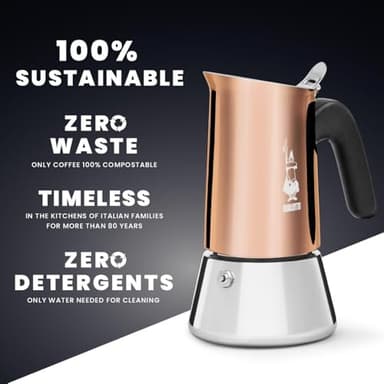 Bialetti - New Venus Induction, Stainless Steel Stovetop Espresso Coffee Maker, Suitable for all Types of Hobs, 6 Cups (7.9 Oz), Copper,Silver - Image 5