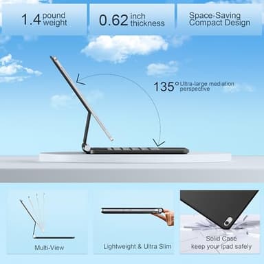 for iPad 11th (A16) & 10th Generation Case with Keyboard – Magic-Style Magnetic – Floating Cantilever Stand - Multi-Touch Trackpad Keyboard Case for iPad 11 inch 2025&10th Gen 10.9 inch (Black) - Image 6