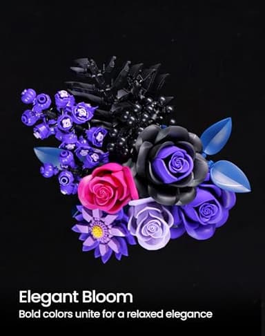 iATOM Purple Rose Bouquet Building Set, Compatible with Lego Flowers for Adults - Halloween Botanical Collection - Gothic Artificial Flowers Home Decor - IA11004 - Image 3