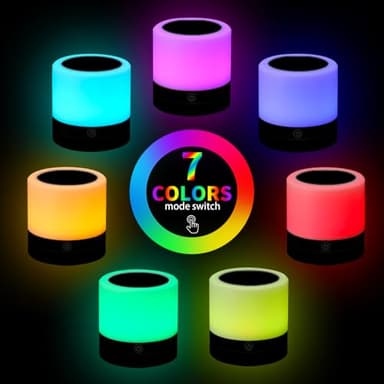 Nursery Night Light for Kids, USB Rechargeable Small Desk Lamp,13 RGB Colors & 4 Brightness & 1 Remote, Touch Bedside Cordless Table Lamp, Portable Night Lamp for Bedroom Living Room Home (Black) - Image 6