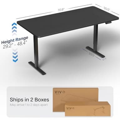 VIVO Electric 71 x 36 in Standing Desk, Memory Height Adjustment, 1B Series, Black Top Black Frame, DESK-KIT-1B7B-36 - Image 3
