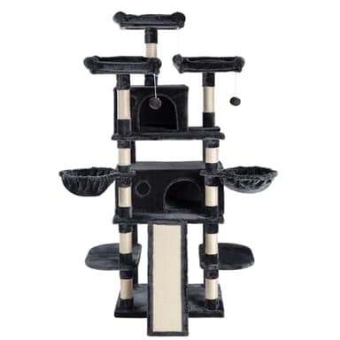 SHA CERLIN 68 Inches Multi-Level Large Cat Tree for Large Kitties/Big Cat Tower with Condo/Cozy Plush Pussycat Perches/Sisal Scratching Posts and Hammocks/Activity Center/Dark Grey - Image 9