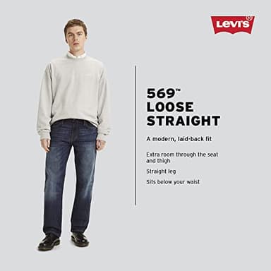 Levi's Men's 569 Loose Straight Fit Jeans, Dark Chipped, 38W x 32L - Image 3