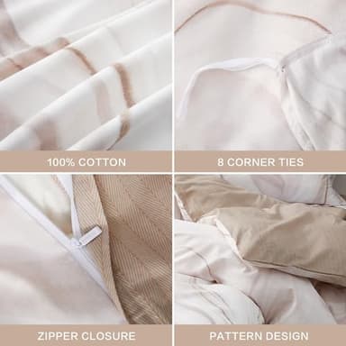 SAPHREAS Ligh Brown Marble Duvet Cover Set 3pcs Full Size Gradient Color Bedding Comforter Cover Set Soft Cotton 1 Duvet Cover 80"x90" 2 Pillow Shams, Comforter Not Included - Image 5