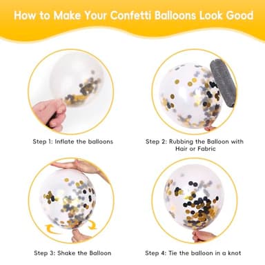 RUBFAC 80Pcs 12 Inches, Black and Gold Confetti Balloons Kit Party Balloons with Ribbons for Birthday, Wedding, Baby Shower, Graduation, Eucalyptus Party Decorations - Image 4