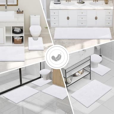 Smiry Luxury Chenille Toilet Rugs U-Shaped 24x20, Soft Absorbent Non-Slip Contour Bathroom Rugs for Toilet, Machine Washable Contoured Bath Mats, White - Image 7