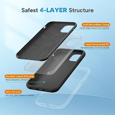 Miracase Designed for iPhone 11 Phone Case, with Screen Protector, Liquid Silicone Gel Rubber Full Body Drop Protection Shockproof Cover Phone Case for iPhone 11 6.1 inch, Black - Image 4