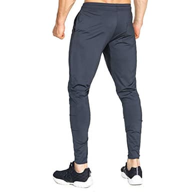 BROKIG Mens Lightweight Gym Jogger Pants,Men's Workout Sweatpants with Zip Pocket(Dark Grey,Large) - Image 3