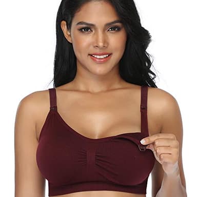 GXXGE 4Pack Nursing Bra for Breastfeeding Maternity Bras Push Up Silk Seamless Pregnancy Bralette Underwear Black Beige Rosered White Medium - Image 2