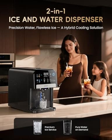 ecozy Nugget Ice Maker Dispenser, Smart 2-in-1 Pebble Ice Machine Countertop & Water Dispenser with App Control, Self-Cleaning, Auto Lighting, TDS Monitor, Measured Dispensing, 33Lbs/Day - Image 5