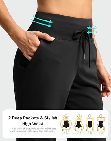 G Gradual Pants for Women High Waisted Golf Pants 2 Deep Pockets 7/8 Ankle Sweatpants for Athletic Travel Casual Lounge Work, Black, Small - Image 2