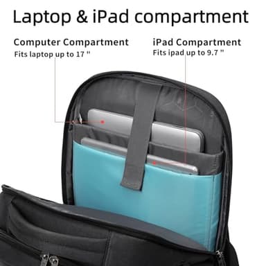 DUSLANG 17 Inch Laptop Backpack for Travel Water Resistant College Backpack for Men/Women Laptop Bag with USB Charging Port,Black - Image 3