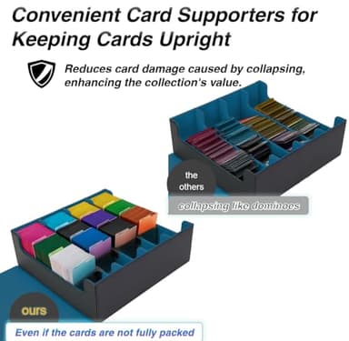 Venssu Card Storage Box For Trading Cards With Dedicated Card Supporters,3000+ Mtg Deck Box With 24 Colorful Divider Tabs,Trading Card Storage Fits For Magic Game Cards (Black and Cyan) - Image 4