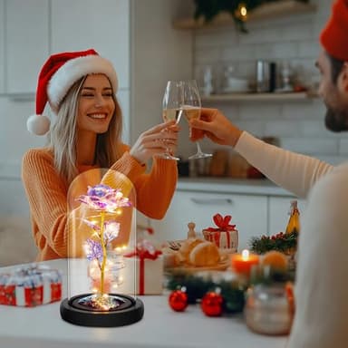 Childom Birthday Gifts for Women,Flowers for Delivery Prime,Colorful Rainbow Light Up Rose in A Glass Dome,Christmas Rose Gifts for Her Mom Women Wife Girl Grandma on Christmas Anniversary Valentines - Image 6