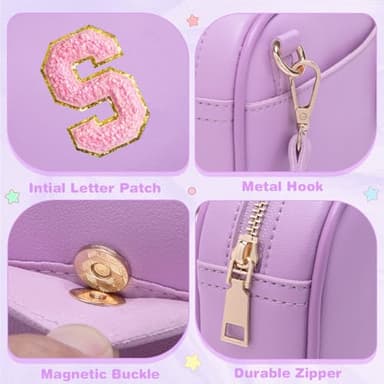 Viverte Toddler Purse Little Girl Crossbody Purse Initial PU Leather Crossbody Bags for Girls Personalized Birthday Christmas Gifts for 6 7 8 9 10 Year Old Girl (Lavender S) - Image 6
