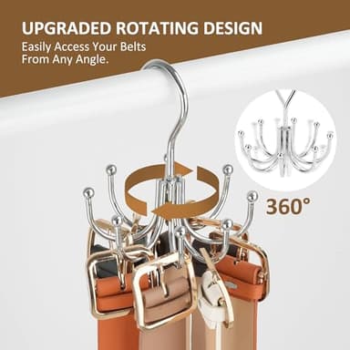ZEDODIER Belt Hanger, Belt Organizer for Closet, Keeping Belts Visible and in Good Condition, Hanging Tie Rack Holder, Closet Organizers and Storage, Silver - Image 2
