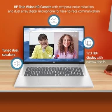 HP 17 inch Laptop, Microsoft Office Lifetime License & Windows 11 Pro, 17.3" FHD Display, AMD Ryzen 5 7430U, 32 GB RAM, 1 TB SSD, AMD Radeon Graphics, Anti-Glare,Wi-Fi 6, w/Accessories - Image 3